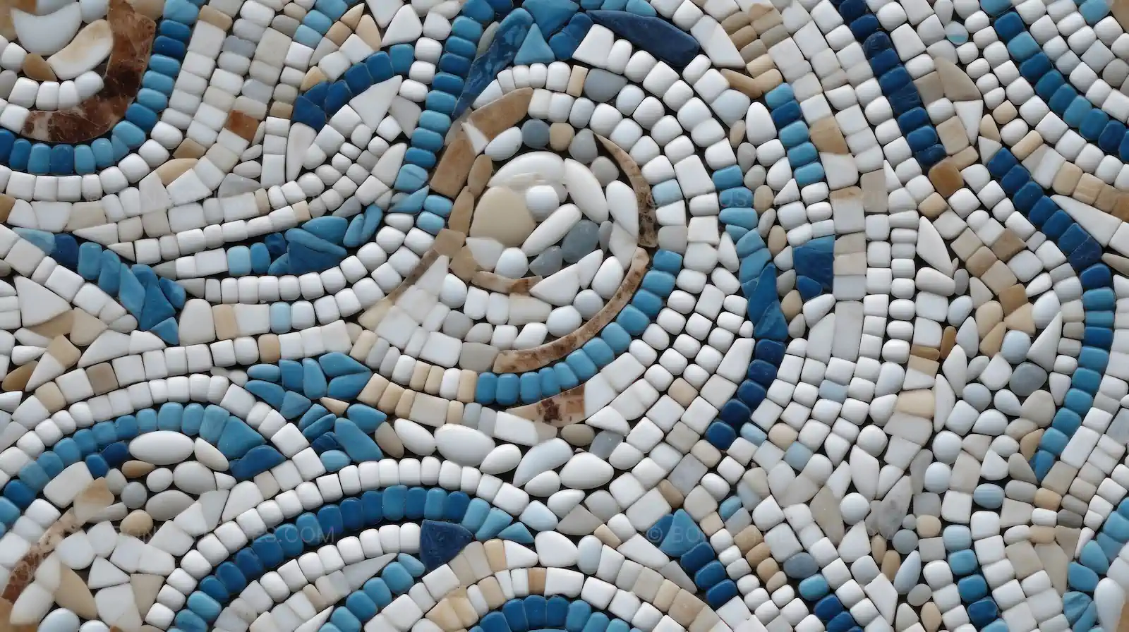Seamless Pebble Mosaic Pattern | Blue and White Stone Texture AI Image