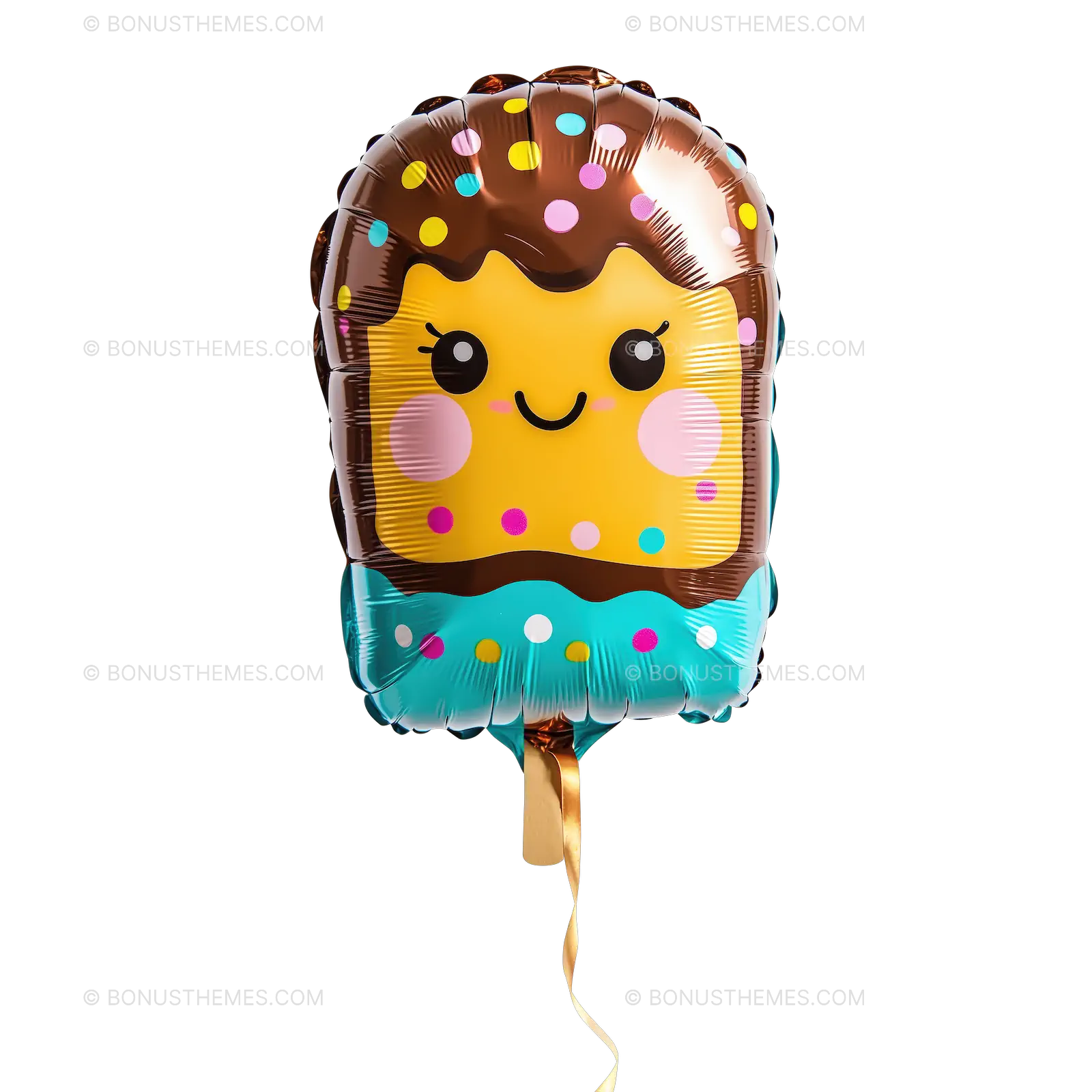 Smiling Ice Cream Stick Foil Balloon | Transparent PNG Party Mockup