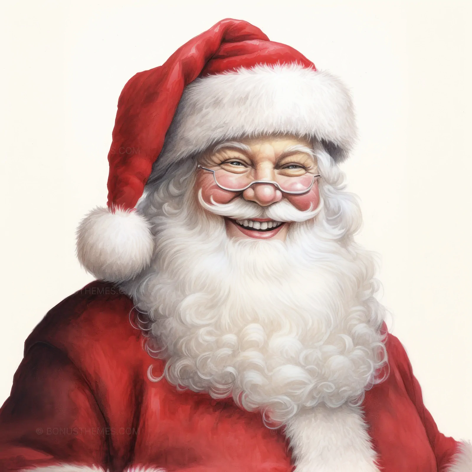 Smiling Santa Claus Portrait | Joyful Holiday AI Image on White Background
