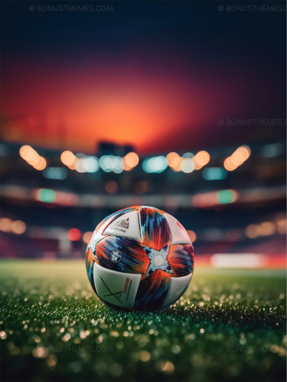 Soccer Ball on Green Field | Professional Football Stadium AI Image