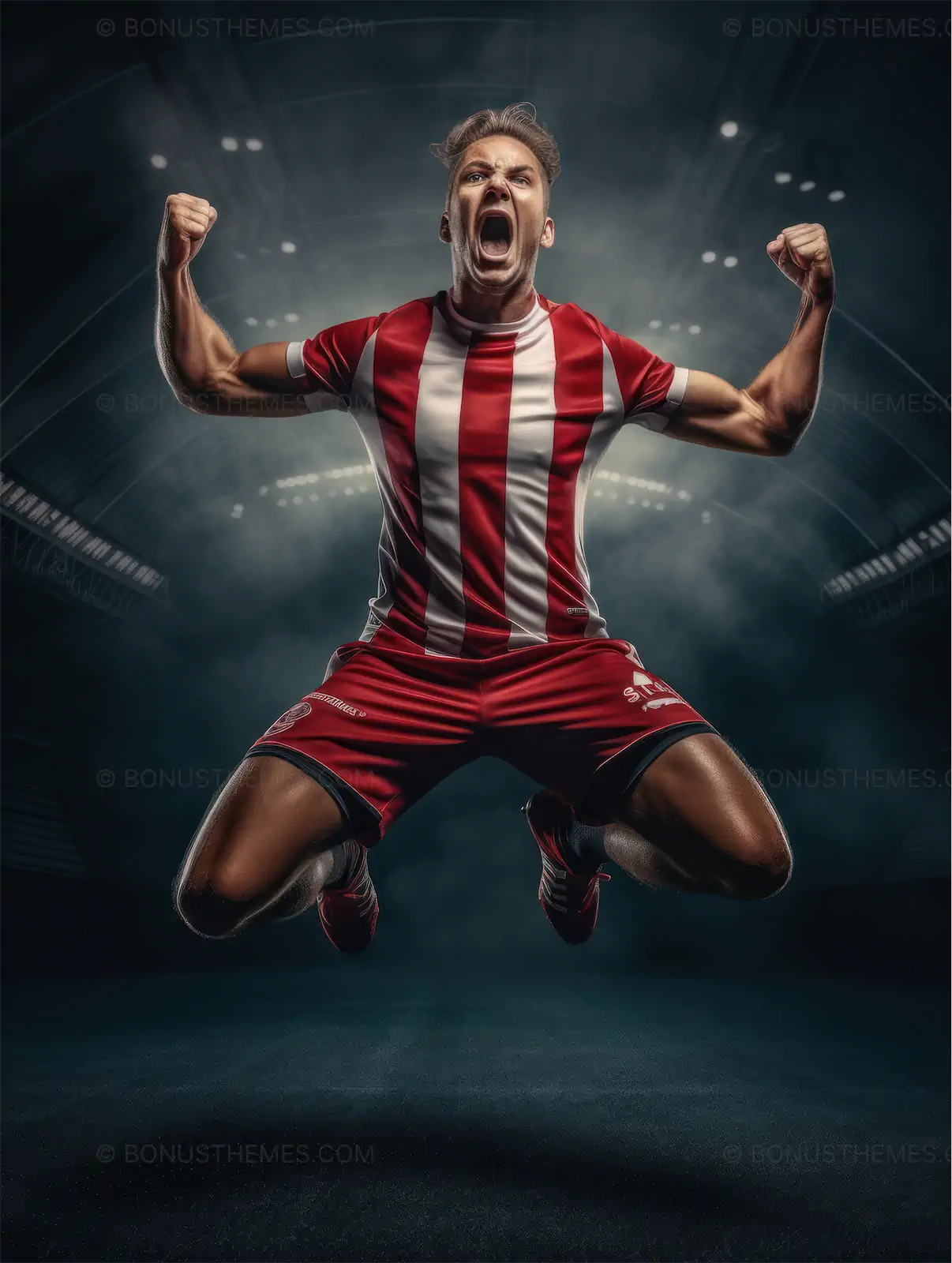 Ecstatic Soccer Player Celebrating the Goal - AI-Generated Sports Image