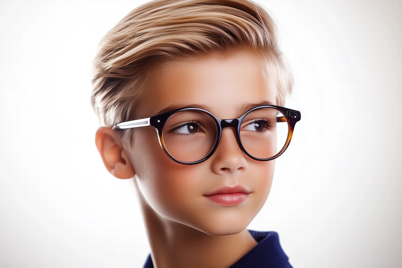 Smart Youth Eyewear Portrait | Trendy Round Tortoise Shell Glasses for Kids AI Generated Image