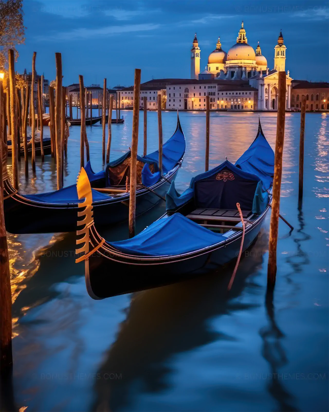 Two Traditional Gondolas in Venice at Sunset | Romantic AI Generated Italian Canal Scene