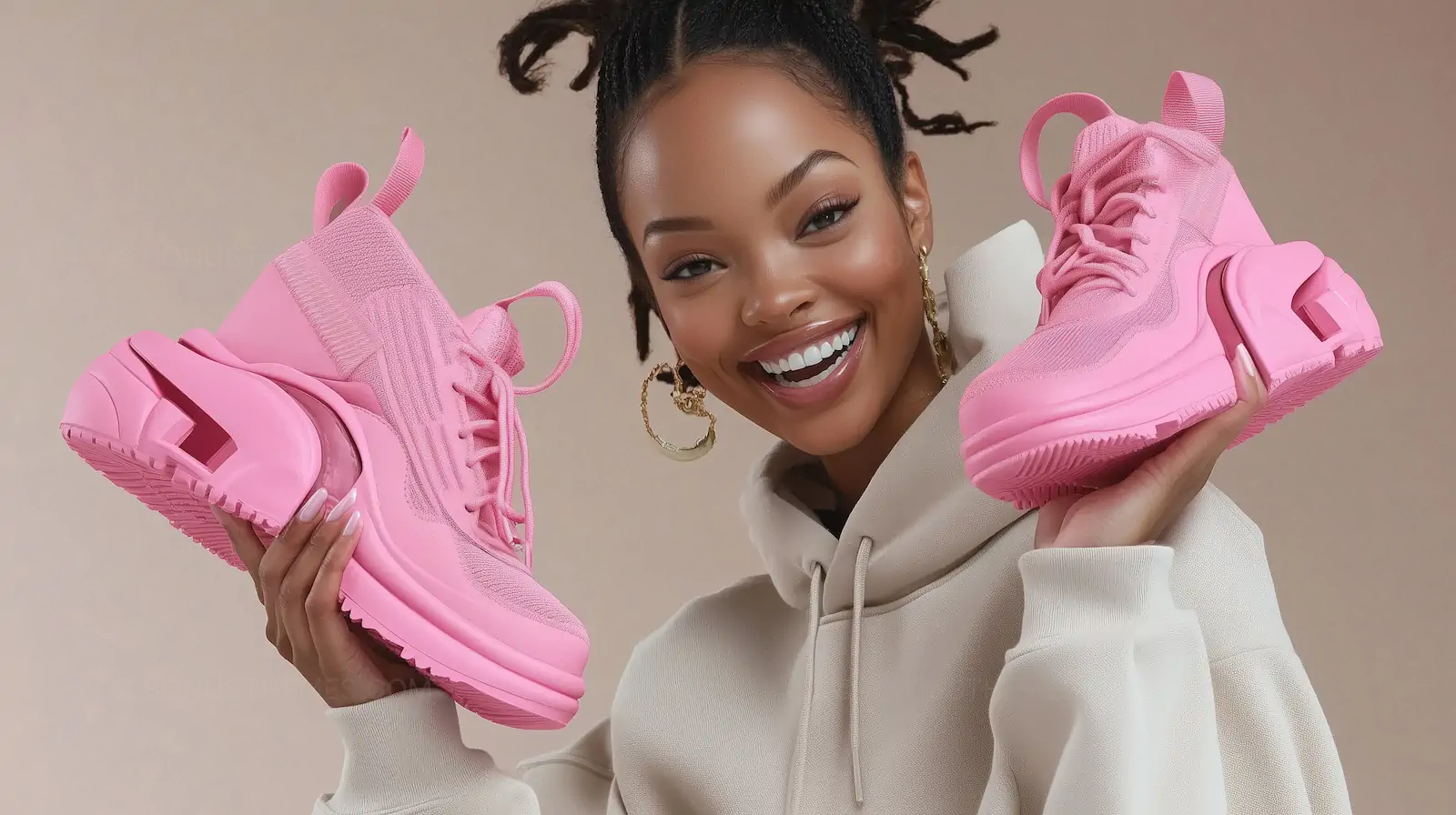 Vibrant Pink Chunky Sneakers | Bold Streetwear and Athleisure AI Generated Fashion Image