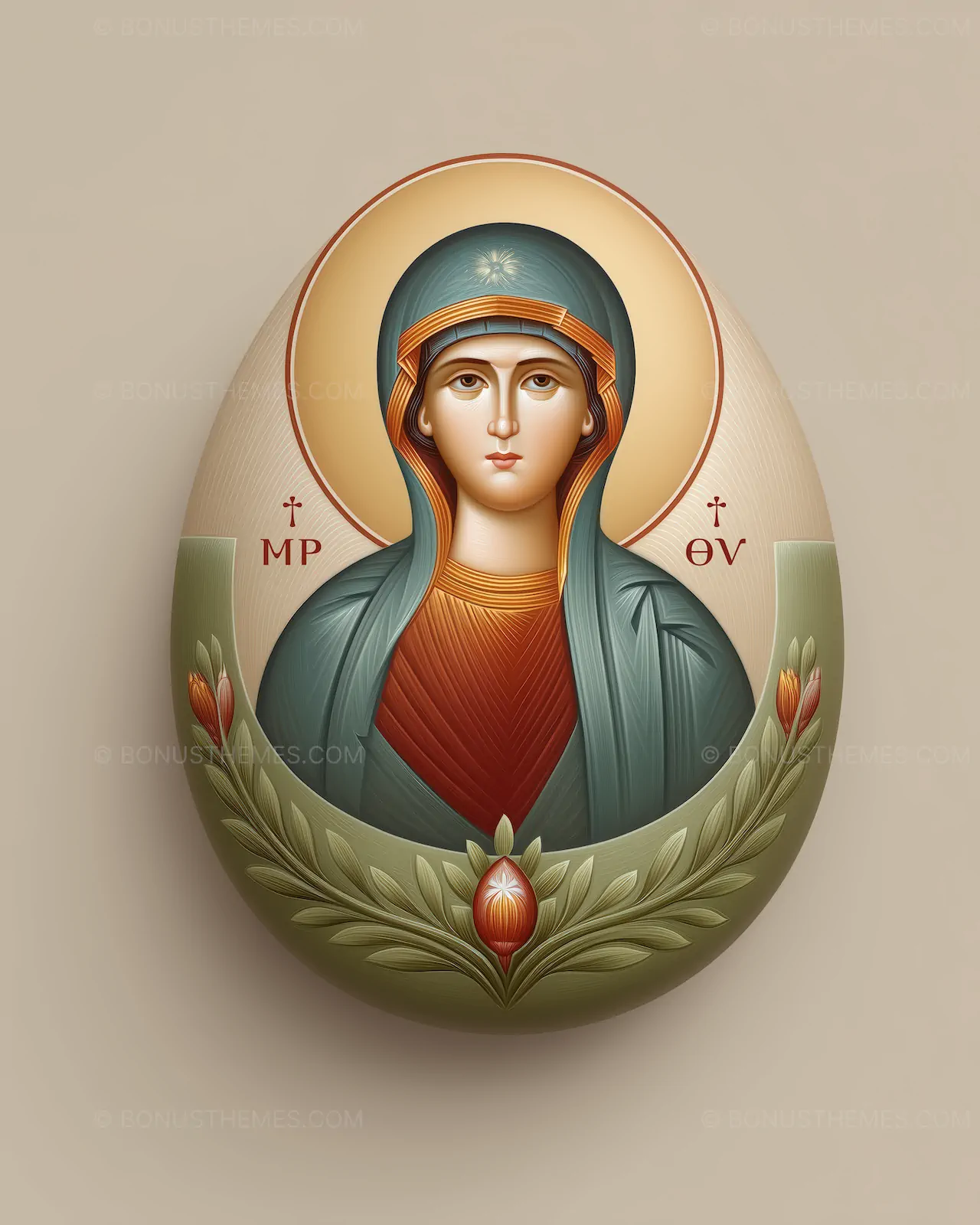 Almond Shaped Aura Around Virgin Mary - Divine Glory Icon AI Generated Image