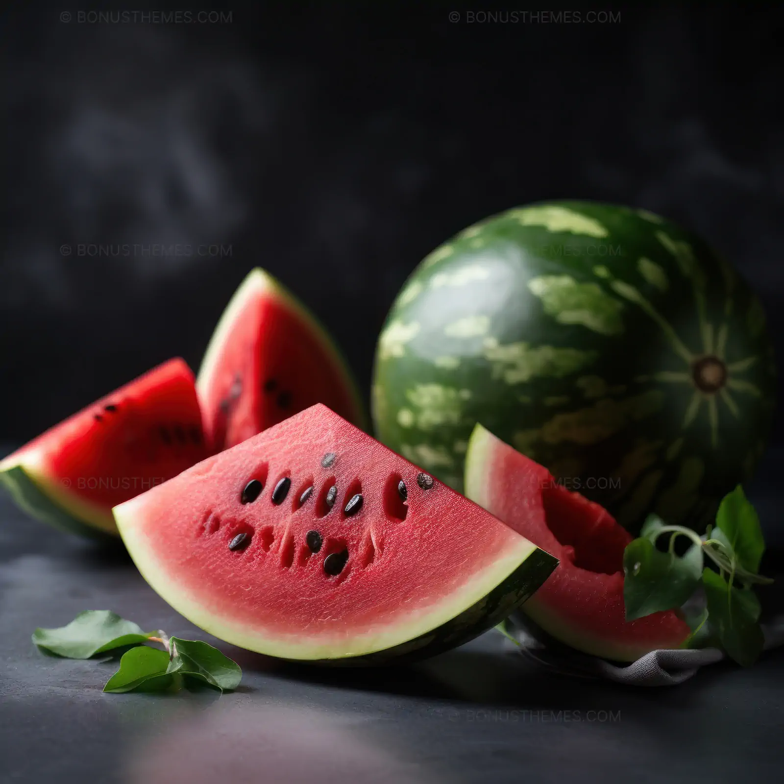 Watermelon Slices Laid Out on Table | Fresh Summer AI Generated Food Image