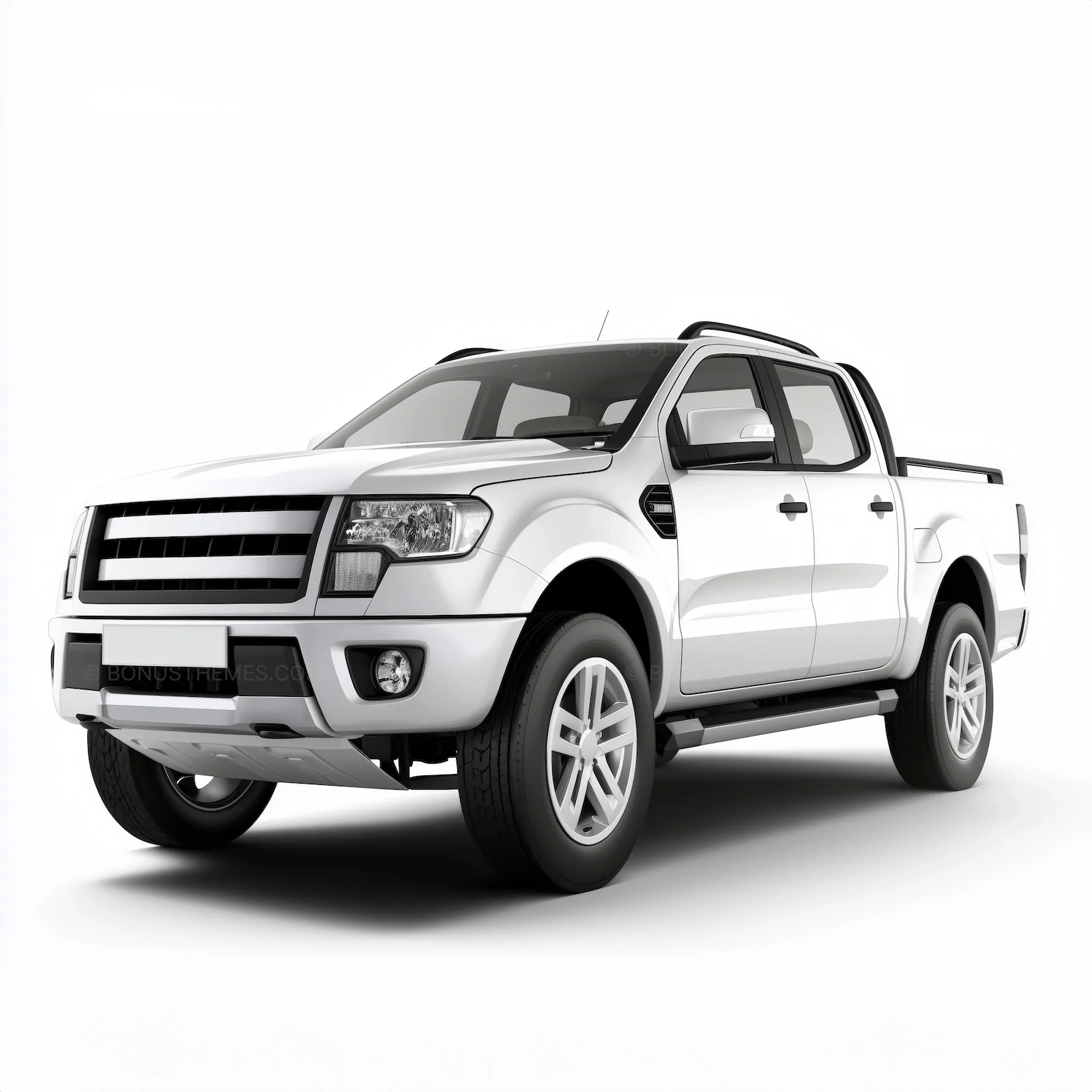 White Pickup Truck Mockup with Black Grille | Isolated Vehicle Branding AI Image