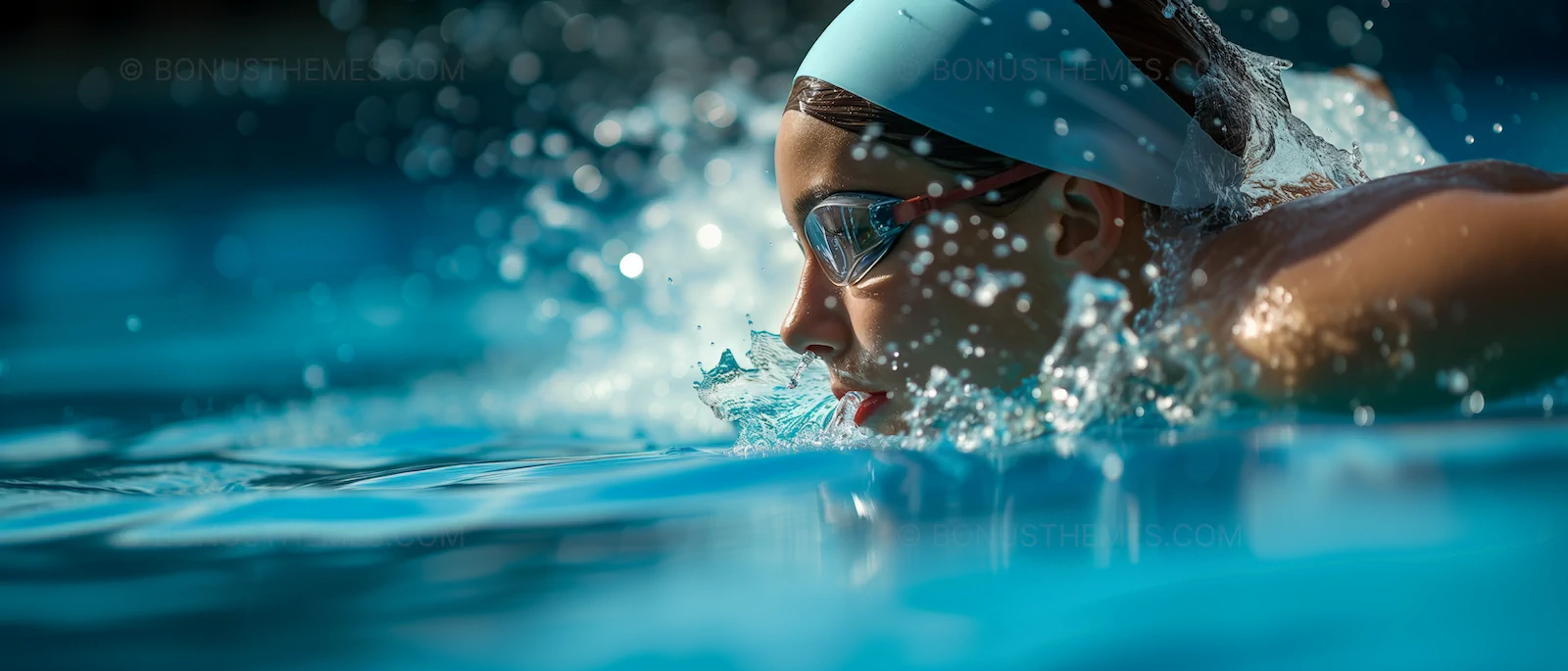 Woman Swimming in Clear Pool | Relaxing Fitness & Wellness AI Image