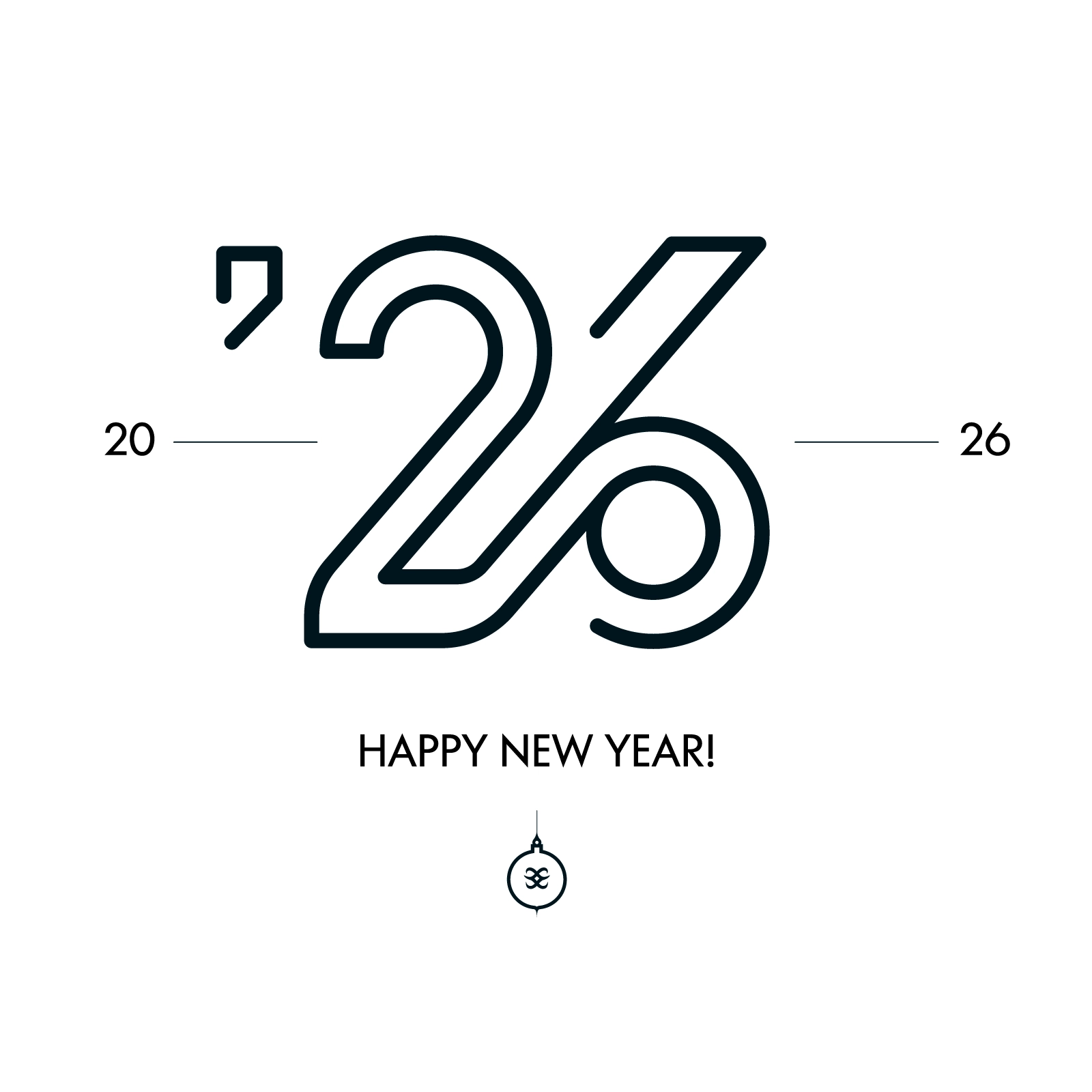 Black and White Number 26 - Happy New Year AI Generated Vector Graphic