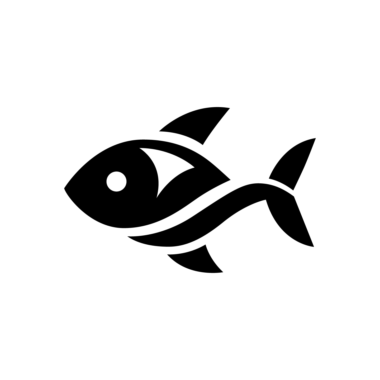 Black and White Fish with Pointy Fin - Minimal Aquatic Logo - AI Generated Vector Graphic