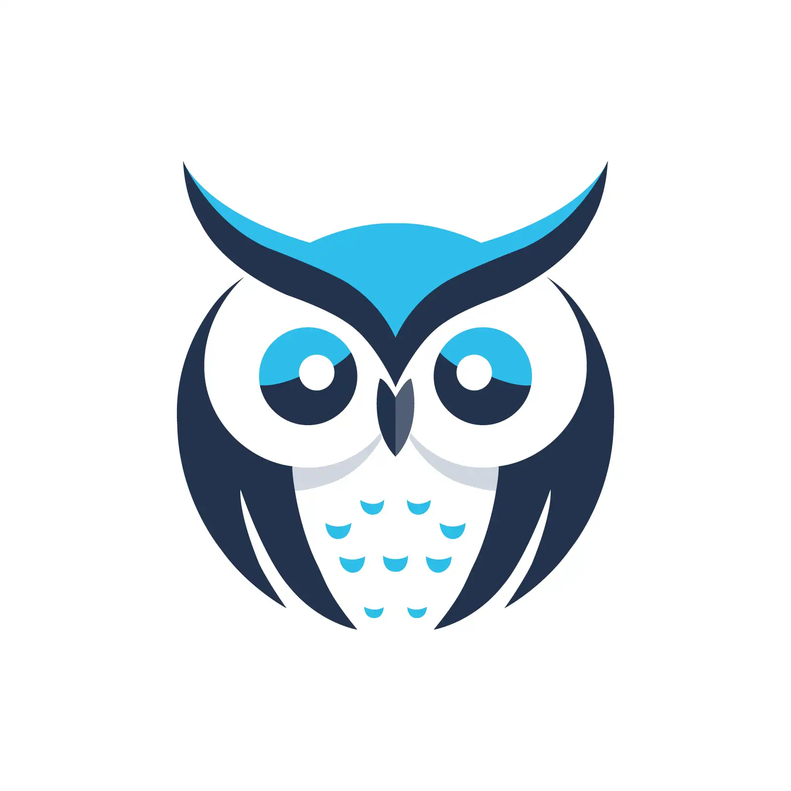 Blue & White Owl with Big Eyes - AI Generated Vector Graphic