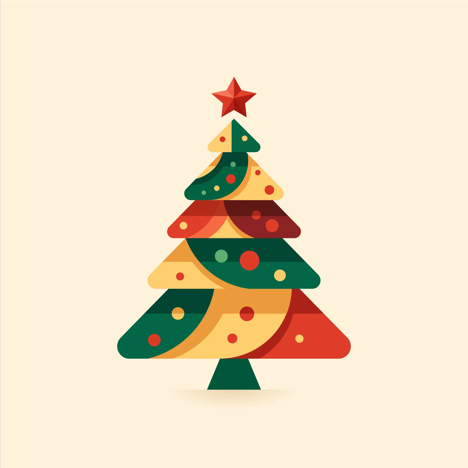 Colorful Christmas Tree with Star and Ornaments - AI Generated Vector Graphic