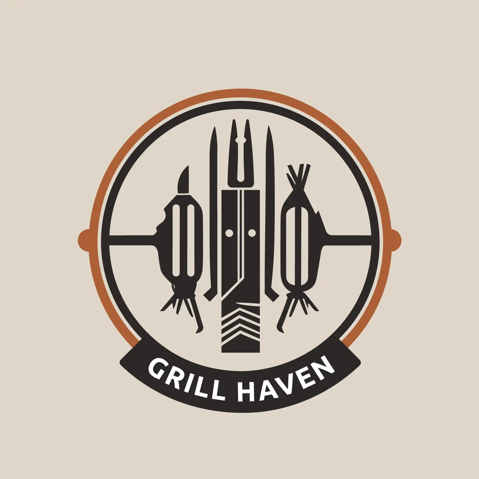 Grill House Logo with Knife & Fork - AI Generated Vector Graphic