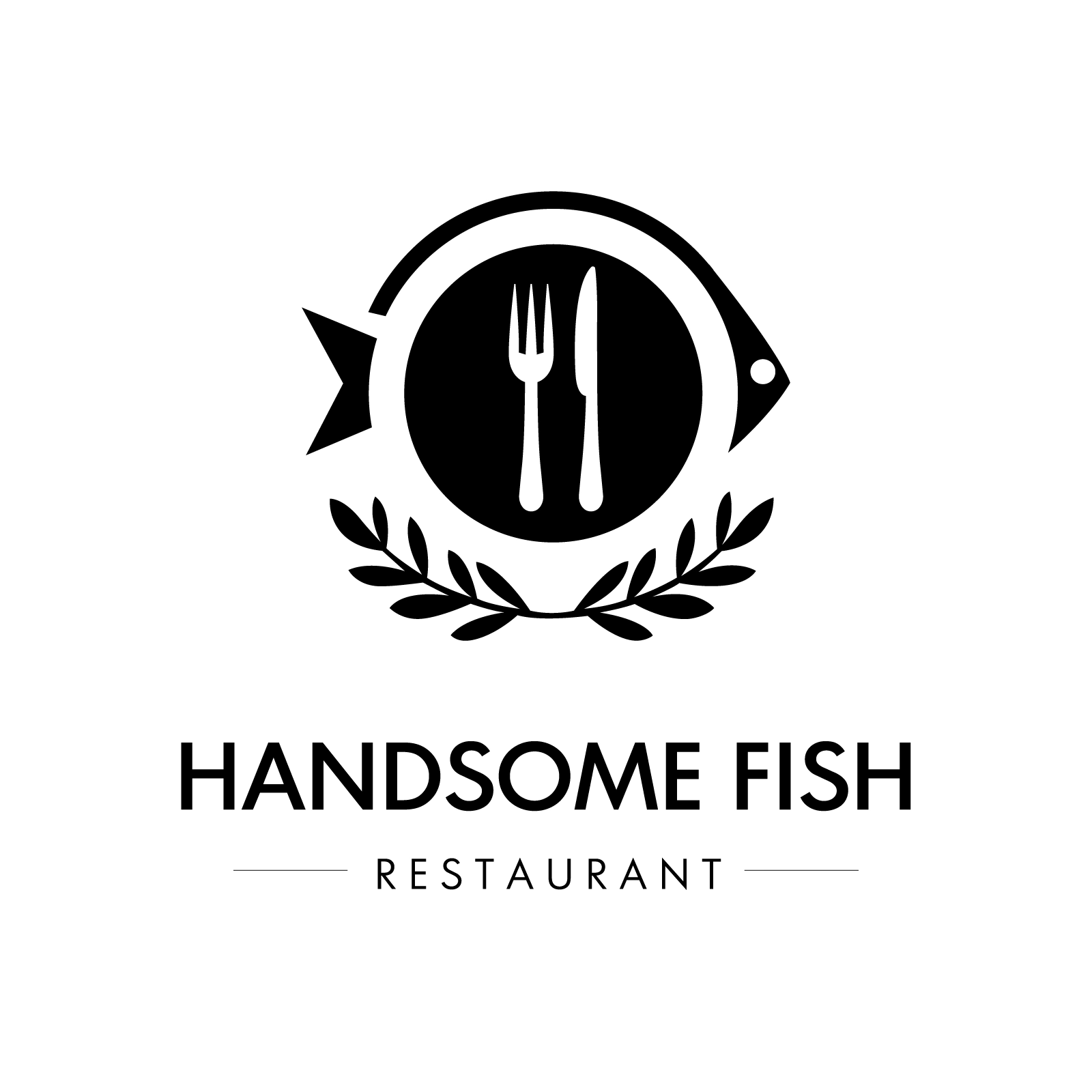 Handsome Fish Restaurant Logo with Fish and Cutlery - AI Generated Vector Graphic