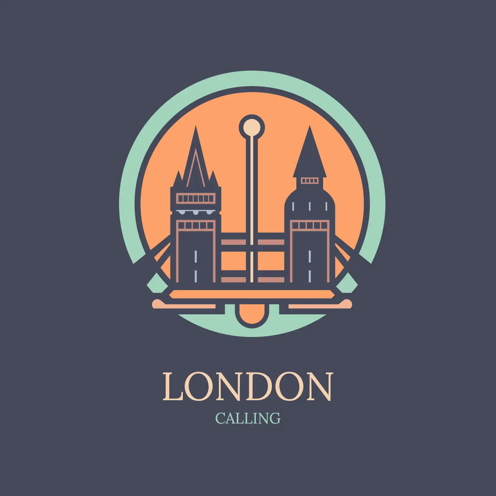 “London Calling” Logo with Thames Bridge Graphic - AI Generated Vector