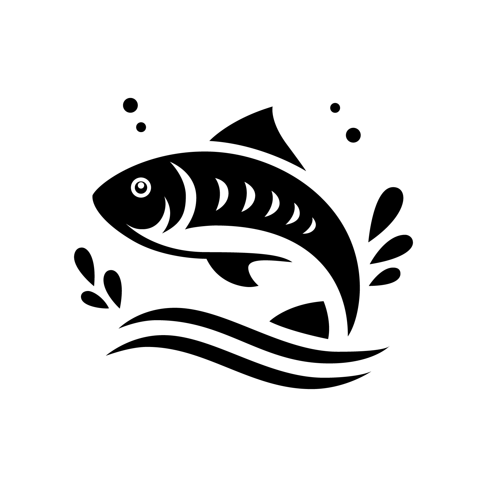 Minimalist Fish Jumping Out of Water Logo - Simple Vector Design - AI Generated Graphic
