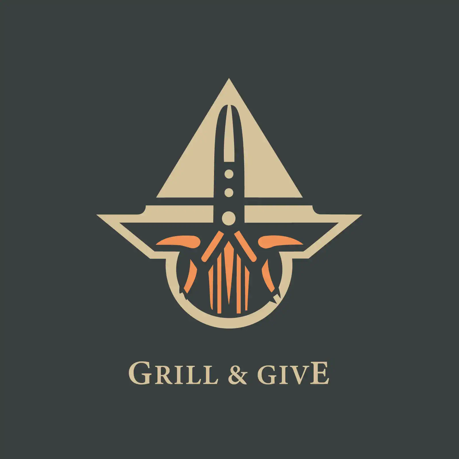 Orange & Brown Logo for “Grill and Give” Grill Brand - AI Generated Vector Graphic