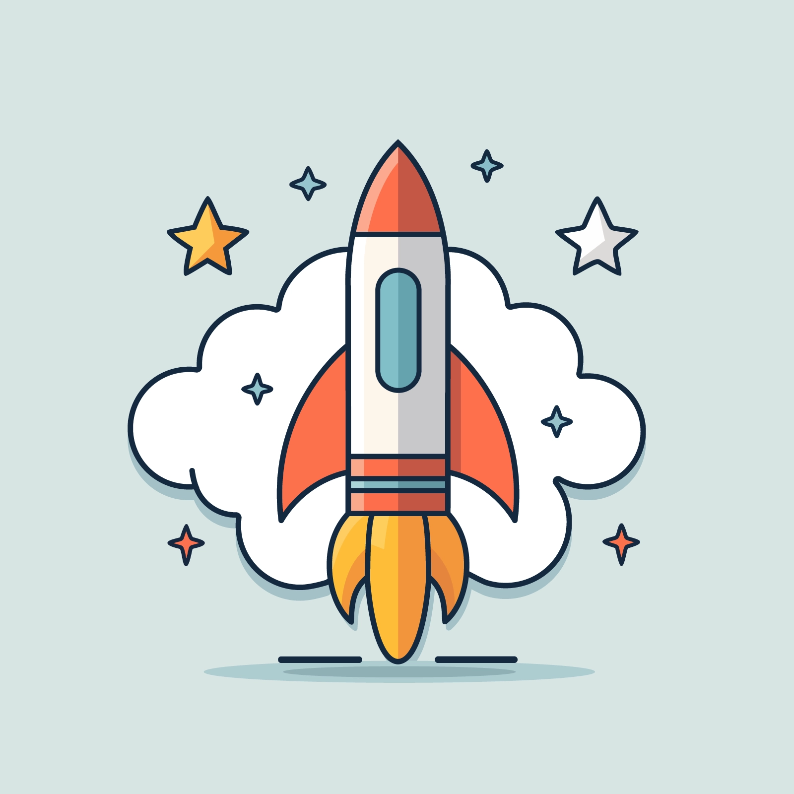 Rocket Launch Vector Illustration - AI Generated Startup and Space Adventure Concept