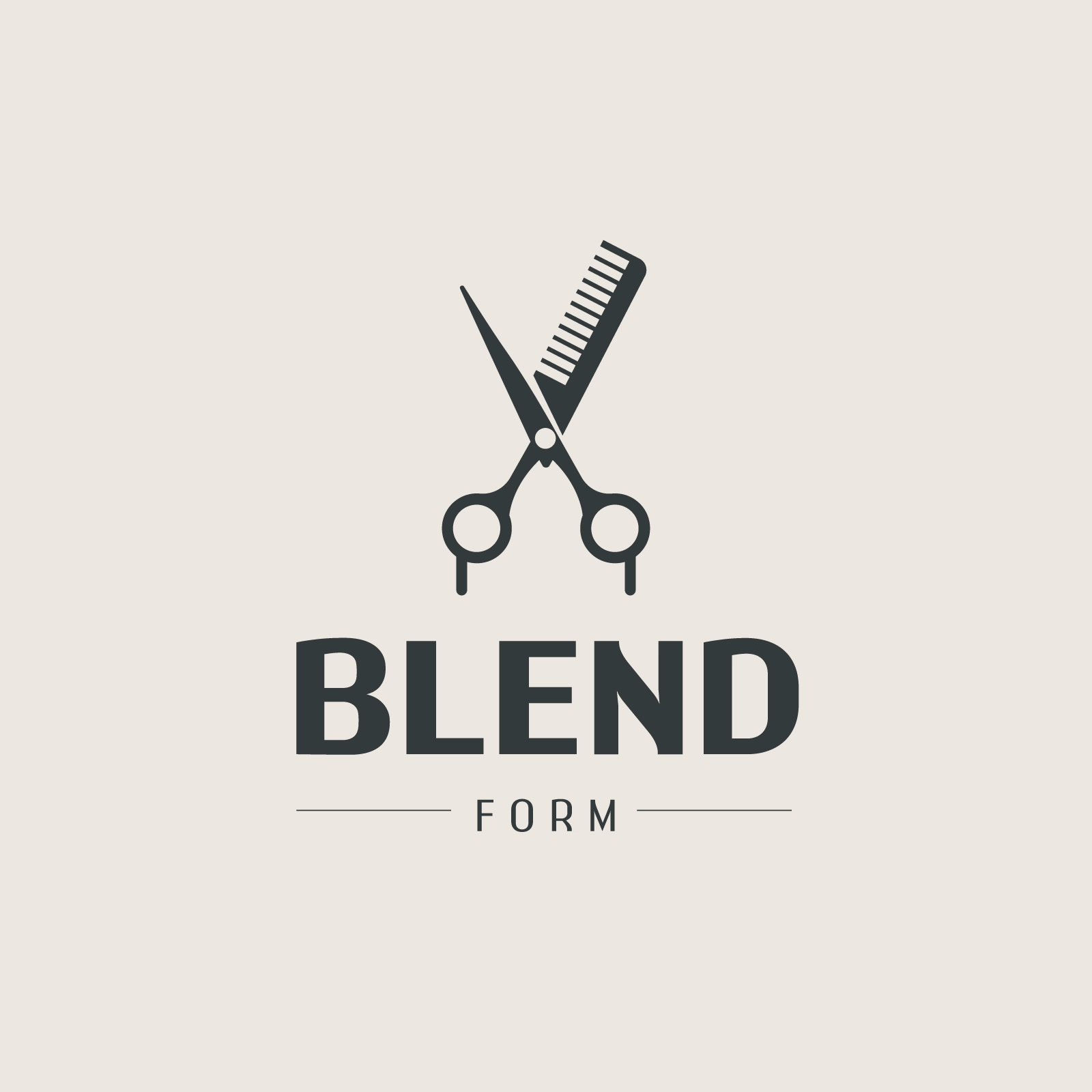 Stylized Scissors and Comb Logo - Blend Form - AI Generated Vector Graphic