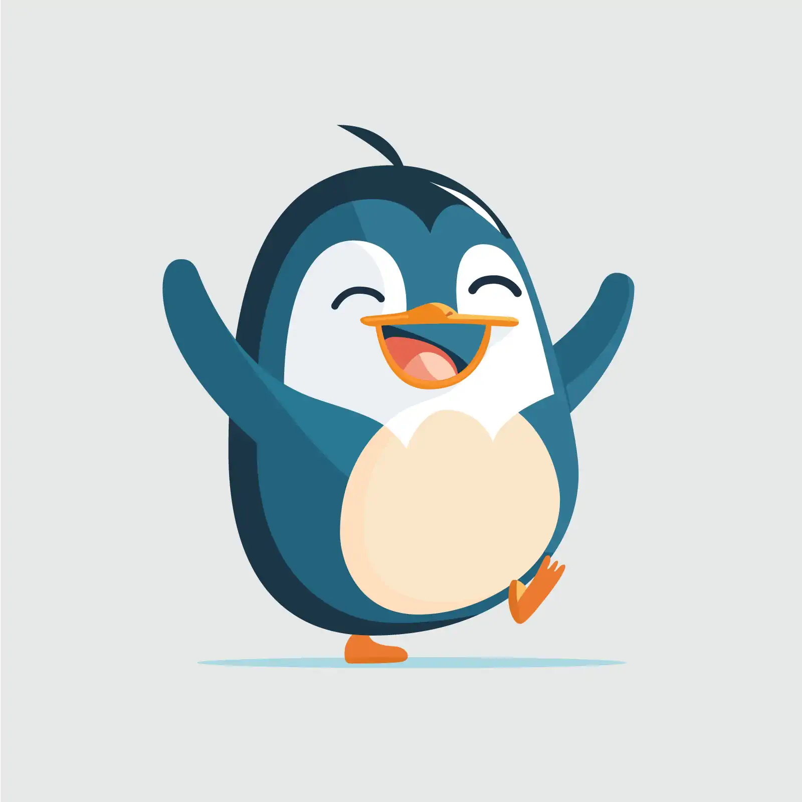 Cute happy playful penguin mascot