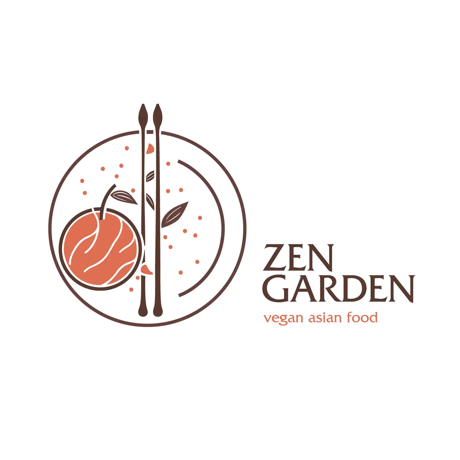 Zen garden, vegan asian food logo