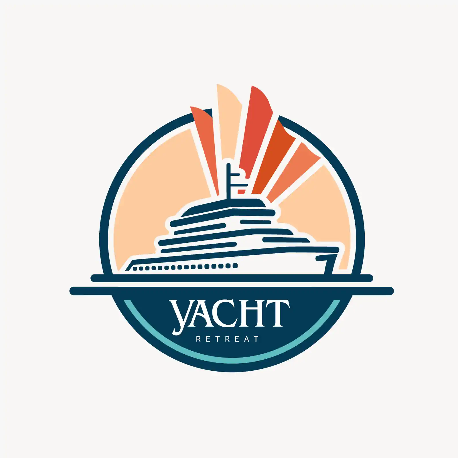 Yacht Retreat Logo with Ship in Circle - AI Generated Vector Graphic